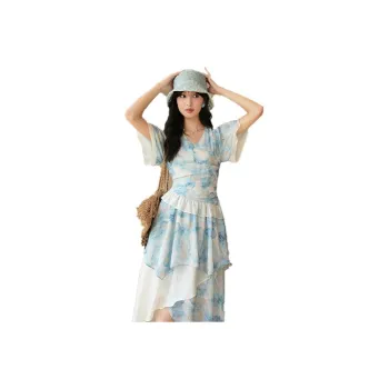 MISHOW Short-Sleeved Dresses Women's Star Cloud Blue