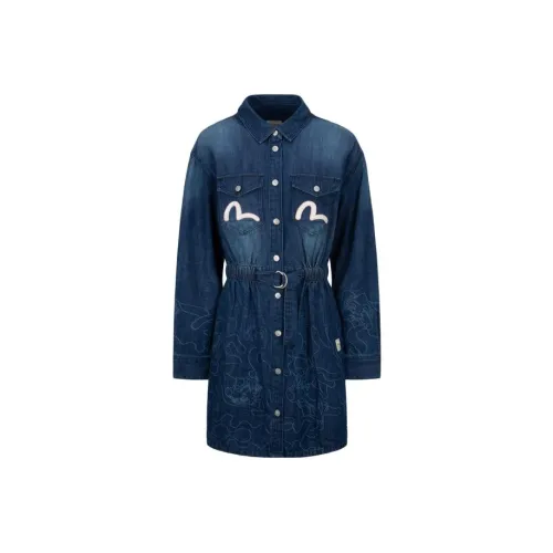 EVISU Long Sleeved Dresses Women's Denim Blue