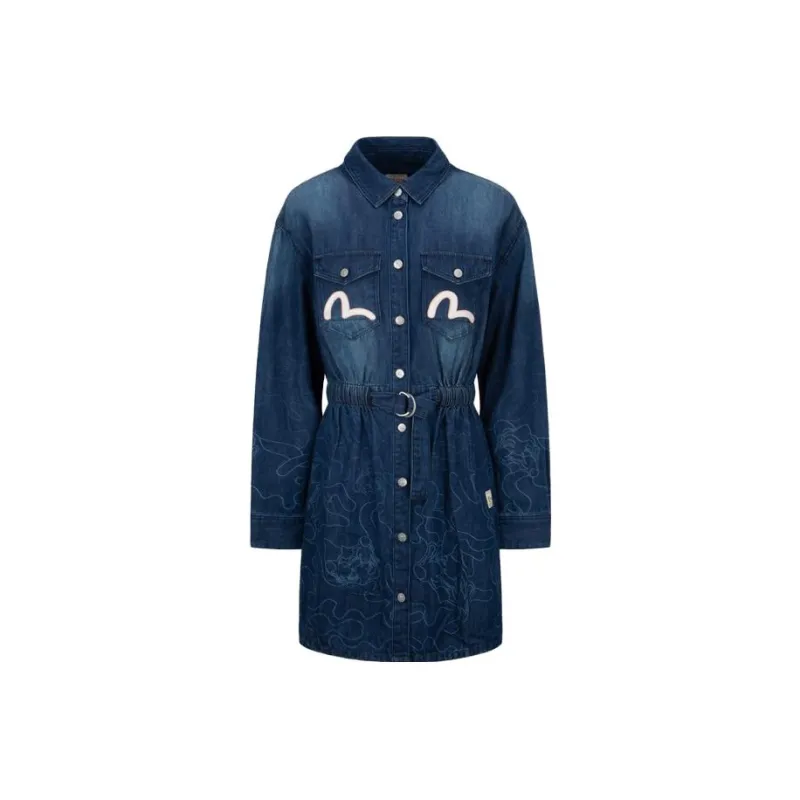 EVISU Long Sleeved Dresses Women's Denim Blue-0
