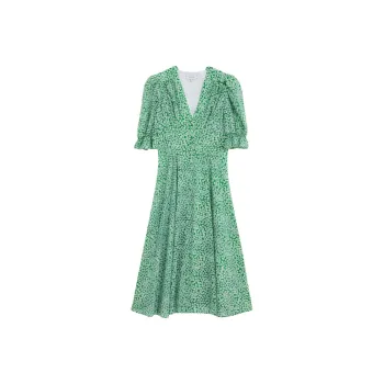 Bebe Short Sleeved Dress Women's White Green