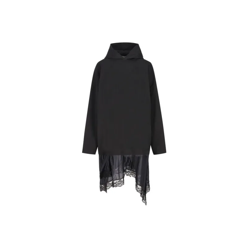 Balenciaga Lace Detailed Hooded Dress-0