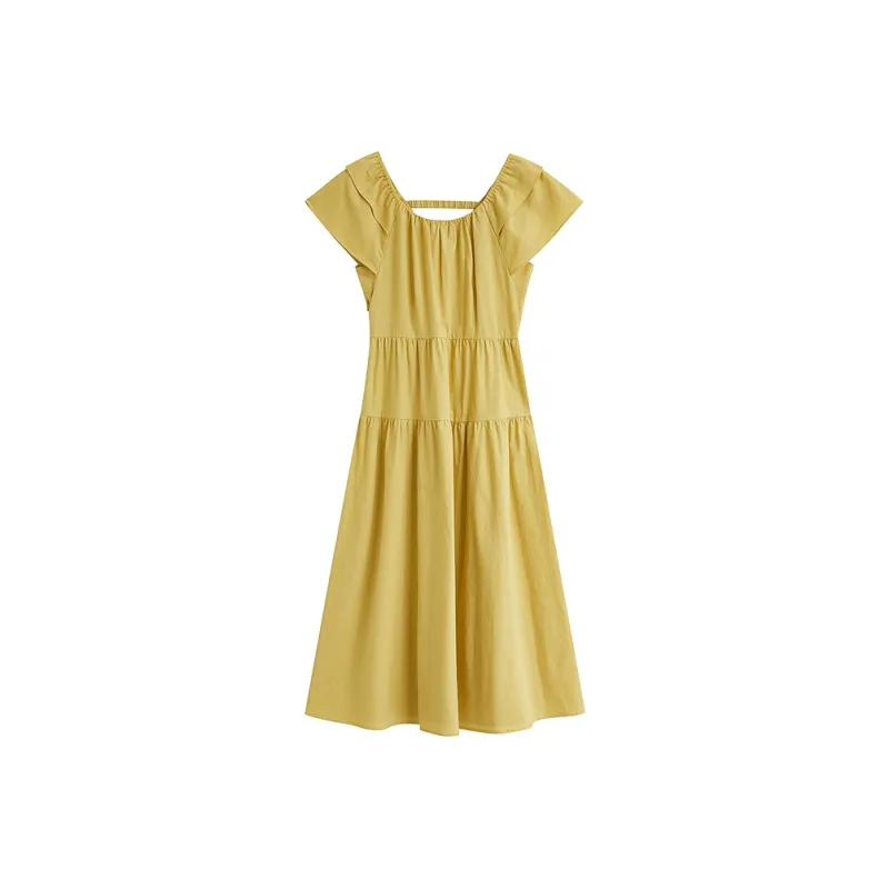 Inman Short Sleeved Dress Women's Orange Yellow-0