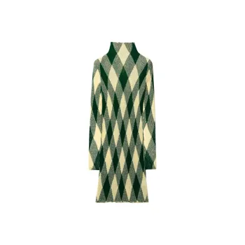 Burberry Argyle Roll-Neck Ribbed-Knit Dress