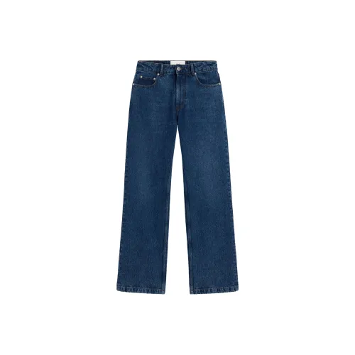Ami Alexandre Mattiussi Logo Patch Wide Leg Jeans