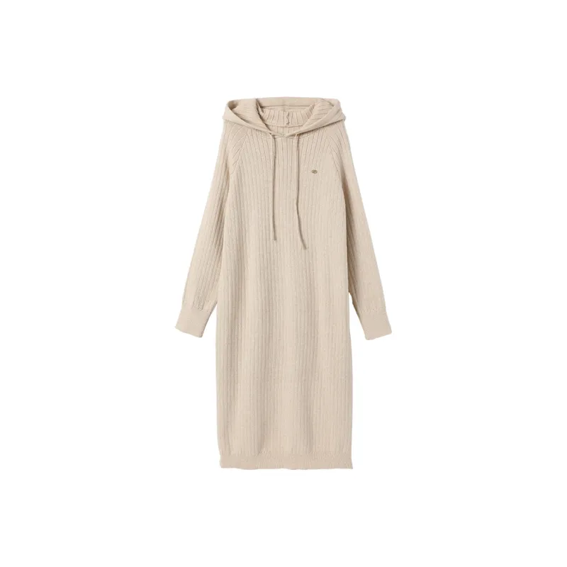 XIANGYING Long Sleeved Dresses Women's Beige-0