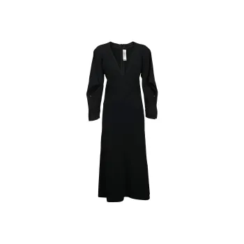 Victoria Beckham Draped Sleeved V Neck Midi Dress