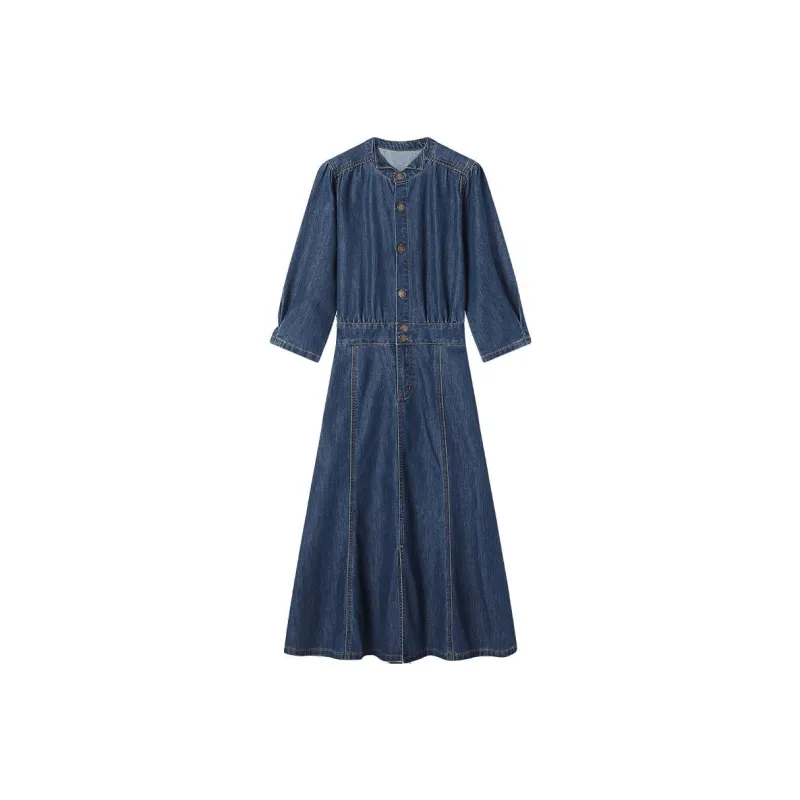 Demana Short Sleeved Dresses Women's Denim Blue-0