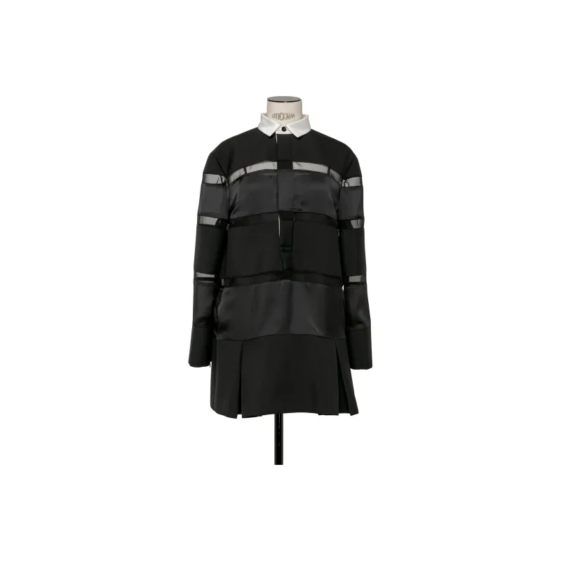Sacai Suiting Bonding Rugby Shirt Dress 'Black'-0