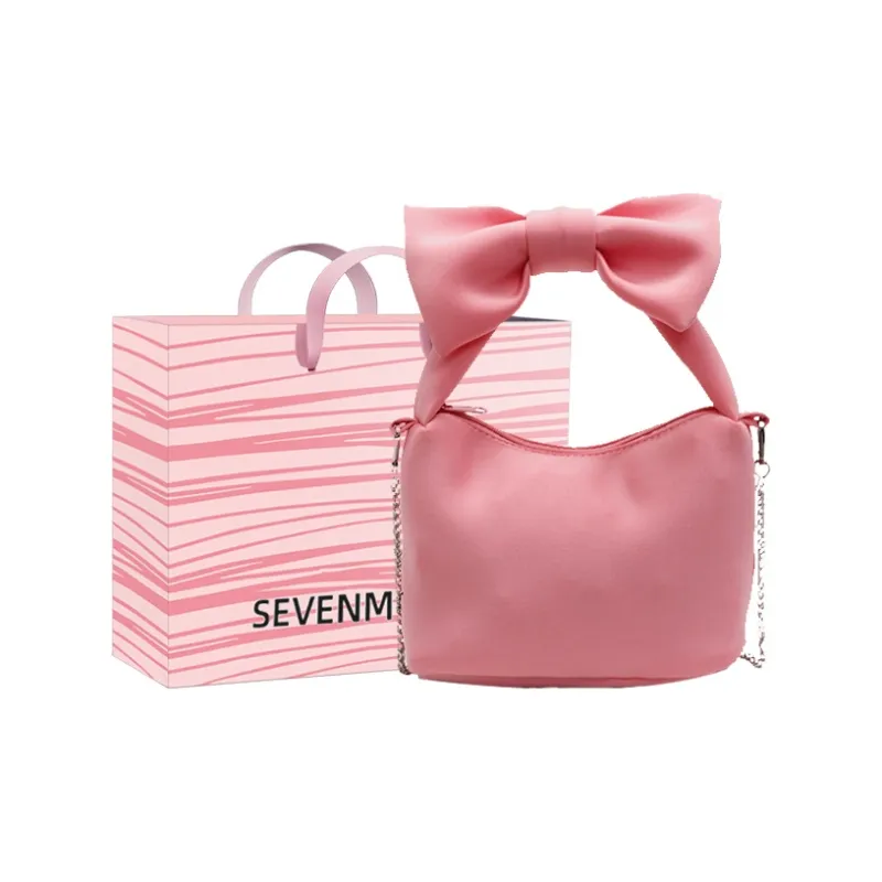 SEVENMOONS PU One Shoulder Handbag Women's Black/Pink-3