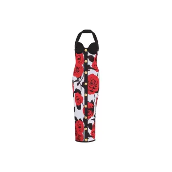 BALMAIN Floral jacquard Knit Midi Dress