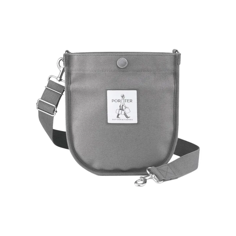 PORTER Plain Weave Canvas Crossbody Canvas Bag Shoulder Bags Unisex Gray-0