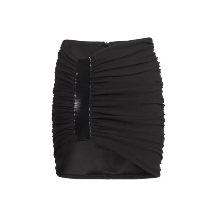 BALMAIN Asymmetric High Waist Gathered Skirt-0