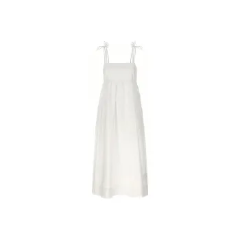 GANNI Square Neck Poplin String Midi Dress