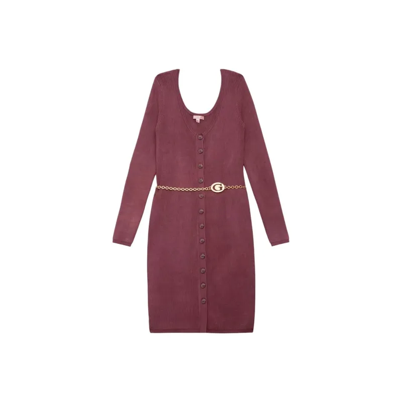 GUESS Long-Sleeved Dresses Women's Burgundy-0