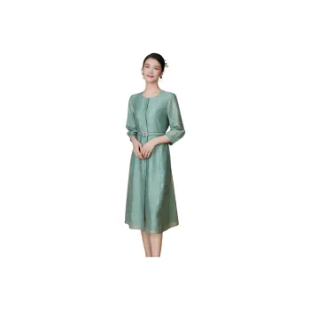 BBLLUUEE Long Sleeved Dress Women's Teal Green