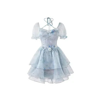 Peaches Peaches Short Sleeved Dress Women's Blue