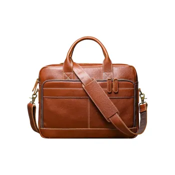 DOSRFINI Top Grain Cow Leather Briefcase Men's Multicolor
