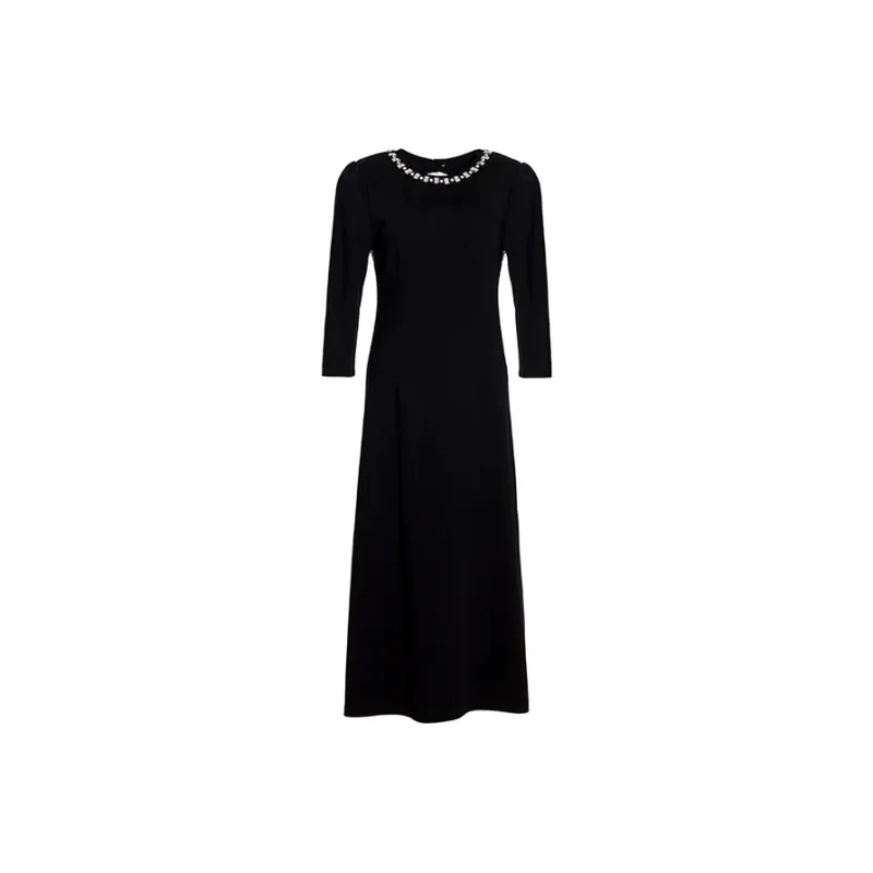 BESIONIA Long Sleeved Dresses Women's Black-0