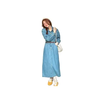 SISILYON STUDIO Long-Sleeved Dresses Women's Vintage Blue