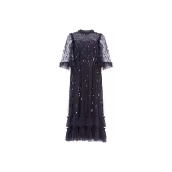 NEEDLE & THREAD Sequined Ruffle Dress