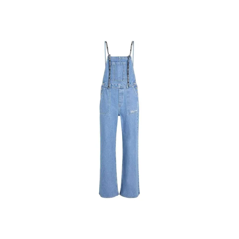 KARL LAGERFELD / Karl Lagerfeld Jeans Logo printed Spaghetti Straps Denim Dungarees-0