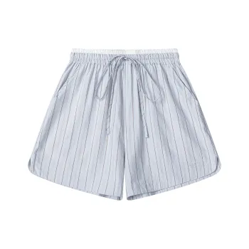 Heartboon Casual Shorts Women's Blue Stripes