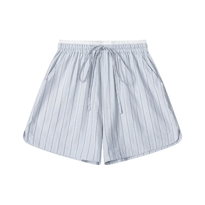 Heartboon Casual Shorts Women's Blue Stripes-0