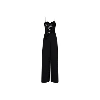 Oscar De La Renta Peony Velvet Guipure Jumpsuit
