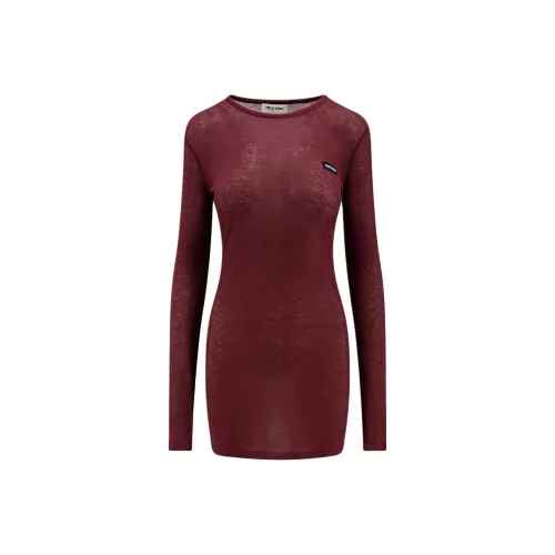 MIU MIU Long-Sleeved Dresses Women's Red