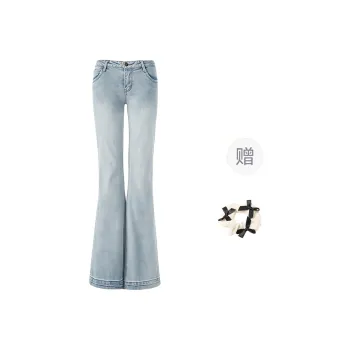 CPAURA Jeans Women's Light Blue+Bowknot Hair Tie Comes With
