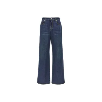 Alexander McQueen Logo Patch Wide Leg Jeans