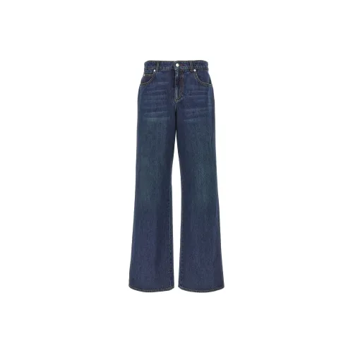 Alexander McQueen Logo Patch Wide Leg Jeans