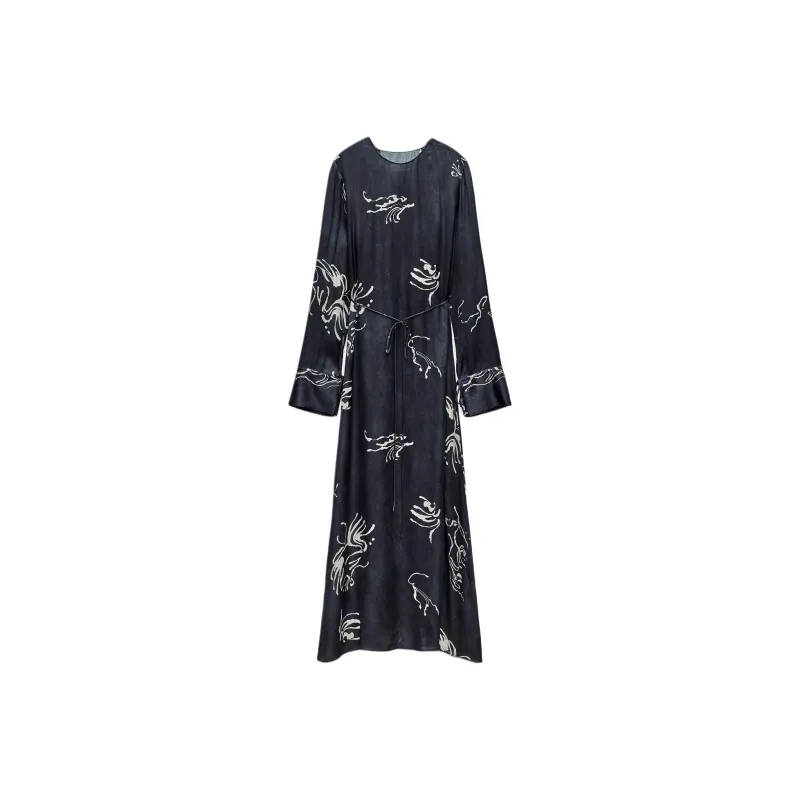ZARA Long-Sleeved Dresses Women's Blue-0