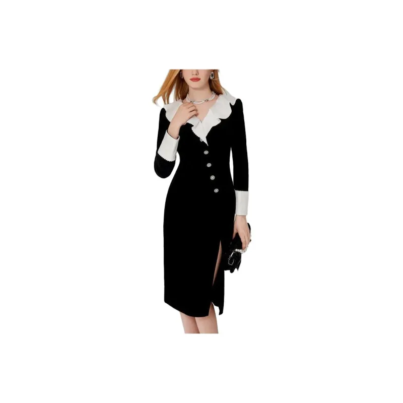 AIVEI Long Sleeved Dress Women's Black-0