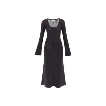GANNI Metallic Ribbed Long-Sleeved Maxi Dress