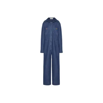 Valentino Chambray Denim Jumpsuit Women's Blue