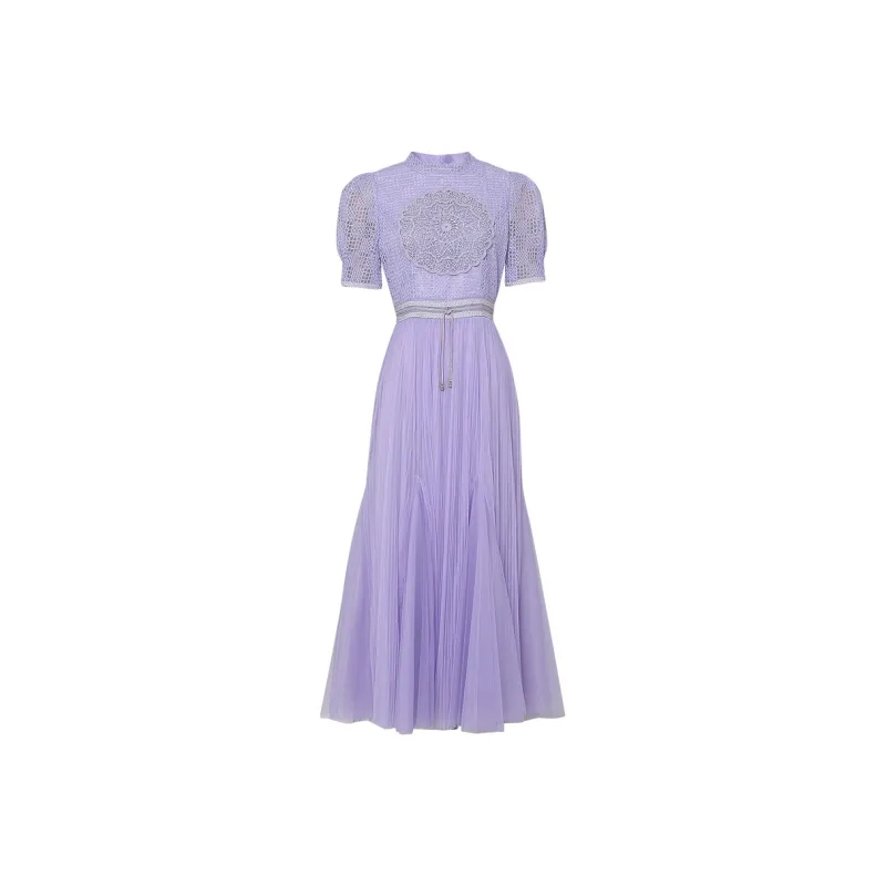 Duffy Fashion Short Sleeved Dresses Women's Purple-0