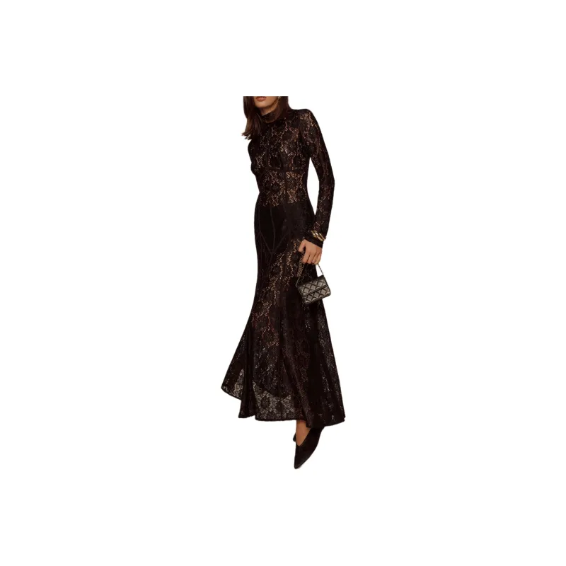 REFORMATION Luana Dress Long-Sleeved Dresses Women's Black-0