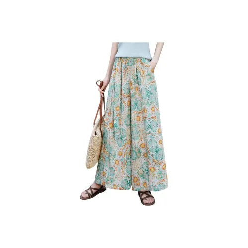 TOUCH Casual Pants Women's Orange Green Multicolor