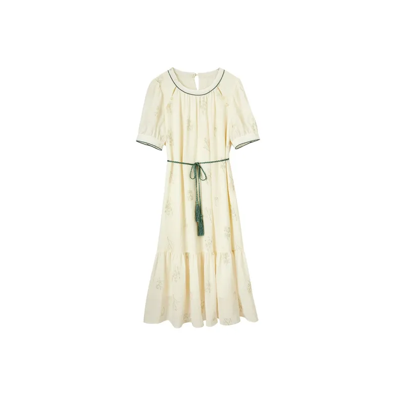 SENTUBILA Short Sleeved Dresses Women's Apricot-0