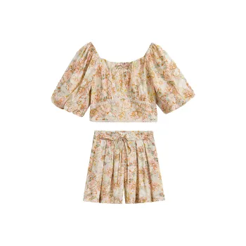 ZIHAN Casual Suit Women's Beige With Print
