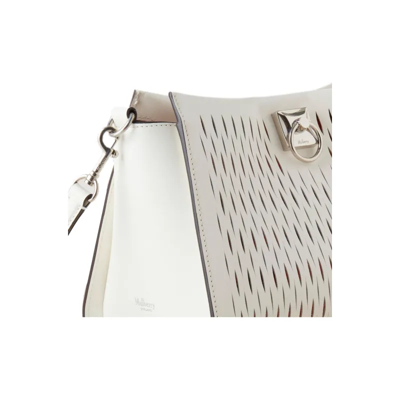 Mulberry Cow Leather Portable Crossbody Bag, Shoulder Bag Small Size Women's White-4