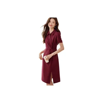 Mo Han Yi Mei Short Sleeved Dresses Women's Fuchsia
