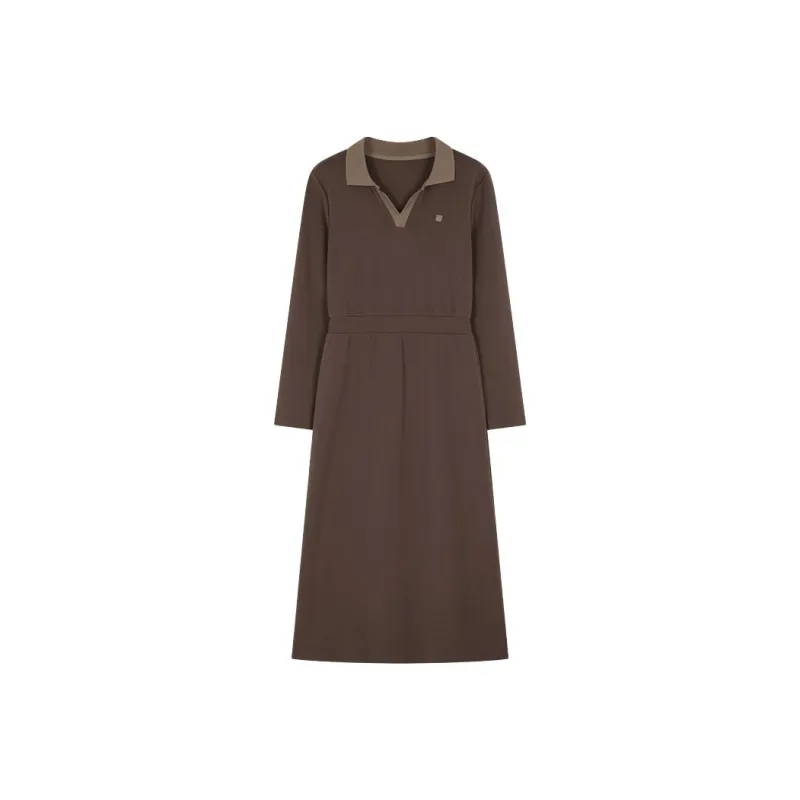 IHIMI Long-Sleeved Dresses Women's Elm Brown-0