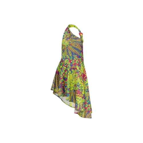VERSACE JEANS Pattern-Printed Halterneck Asymmetric-Hem Dress