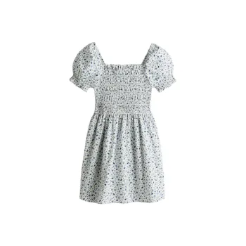 H&M Short Sleeved Dress Women's White/Blue Floral