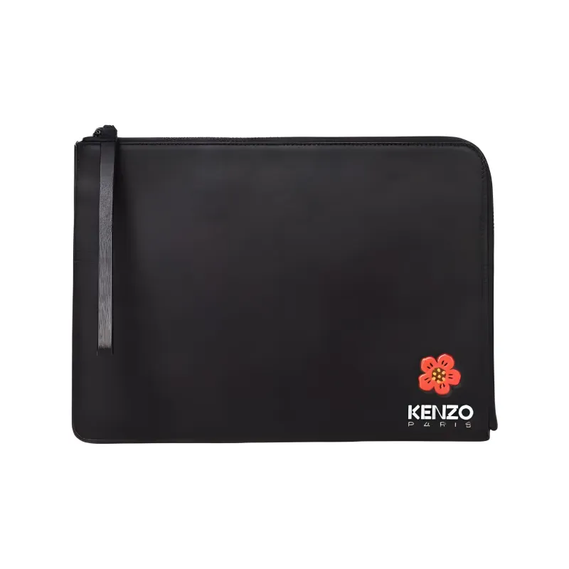 KENZO Cow Leather Clutch Large Size Men's Black-1