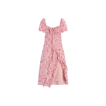 Mu Qingqing Short Sleeved Dress Women's Pink Bag