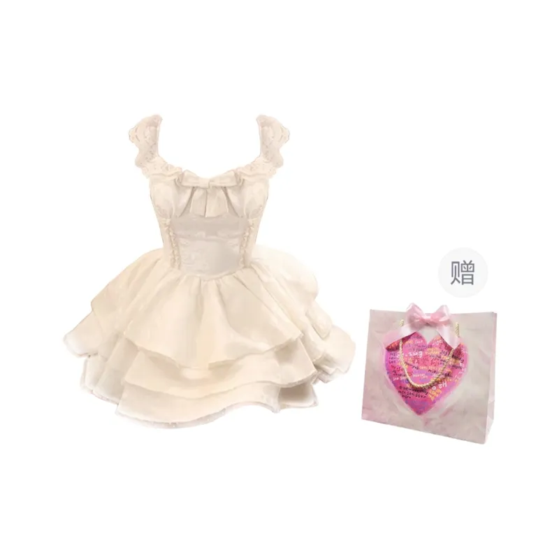 Peaches Peaches Short Sleeved Dress Women's Apricot-7