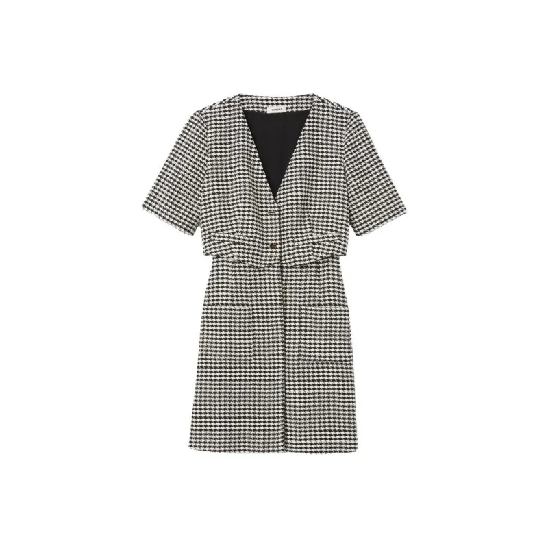 Sandro Layered Houndstooth Minidress-0